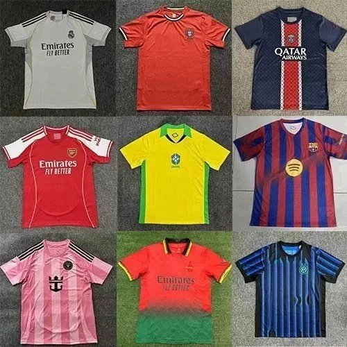 Jerseys: Arsenal, Real Madrid, Barcelona, Miami, Portugal