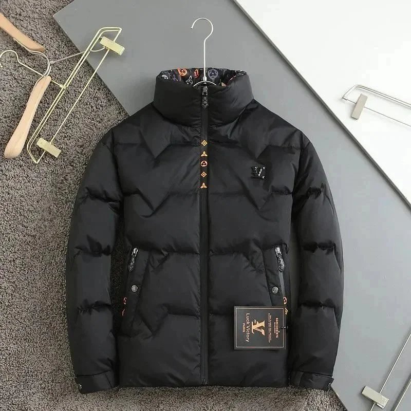 Men's winter stand-up collar printed down jacket