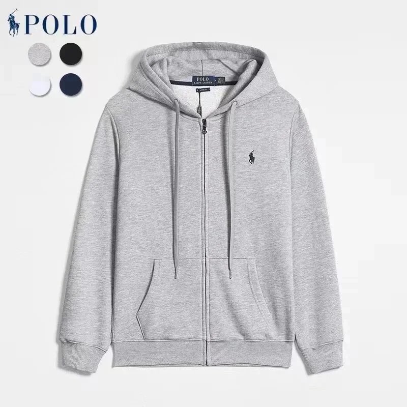 Zipper pull-over embroidered sweatshirt and sweatpants