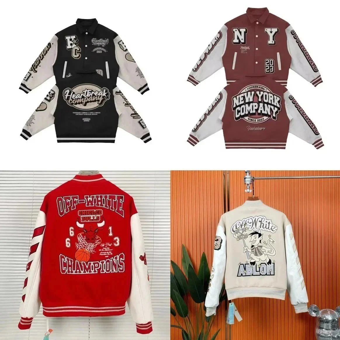 Patchwork baseball jacket couple street fashion jacket