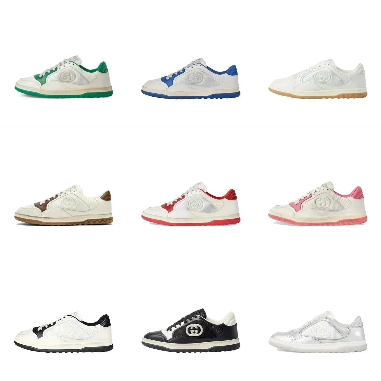 Leather embroidery l retro trend aged low-top sneakers