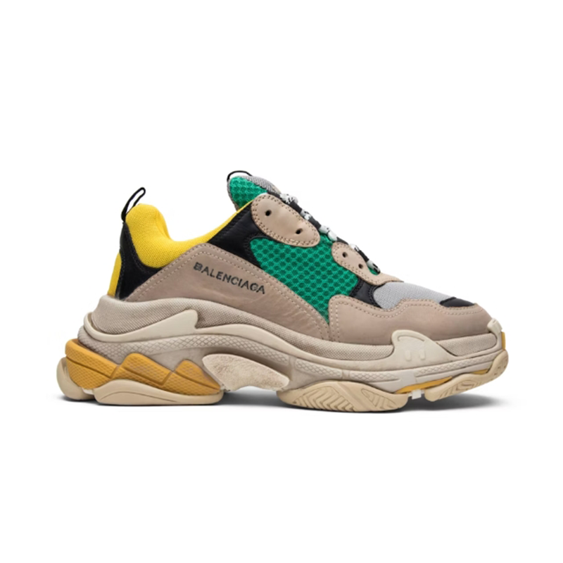 OK   Triple S Beige Green Yellow Fashion sneakers