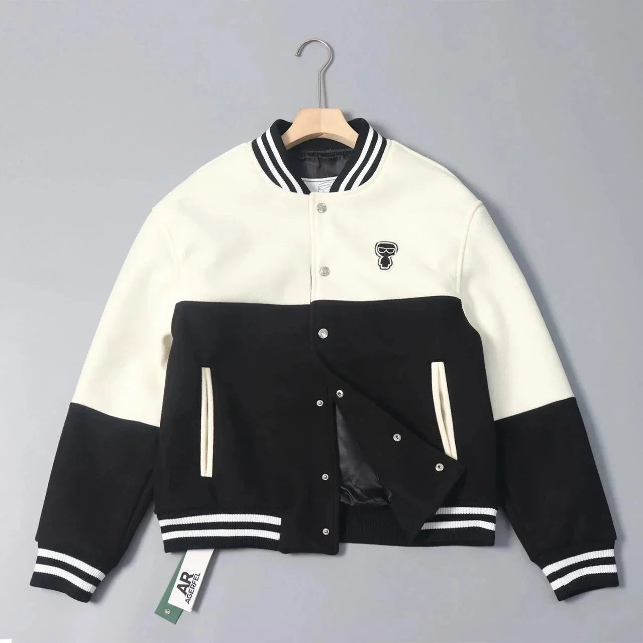 Ladies' color-blocking woolen coat