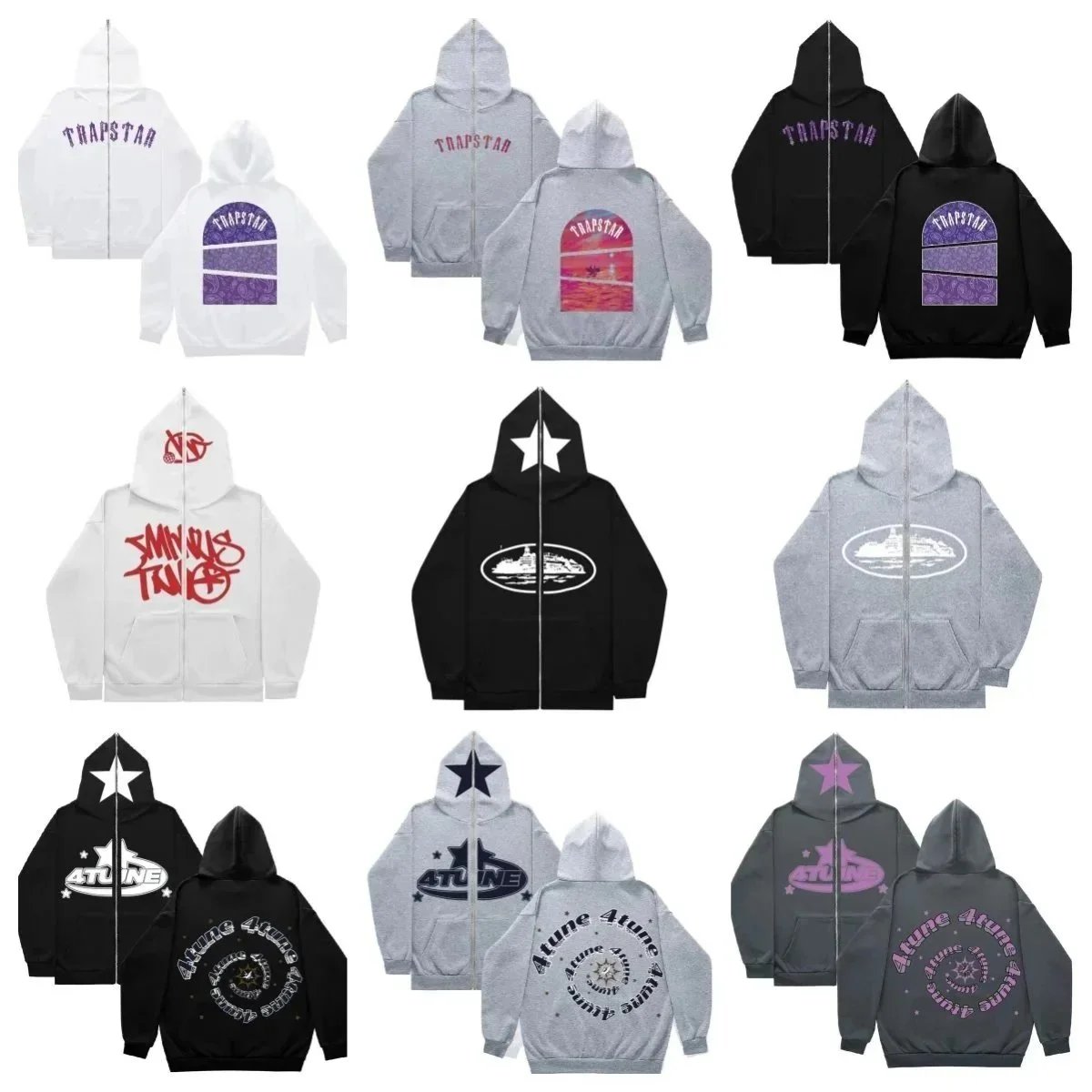 New American trendy zipper hoodie jacket