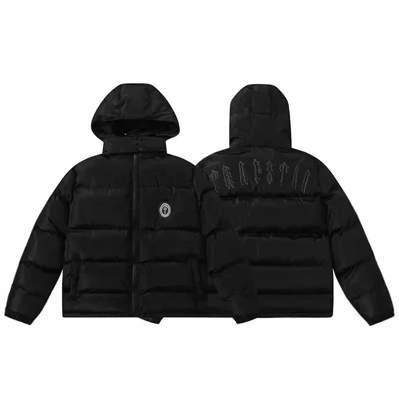 Embroidered trendy hip-hop style men's hooded down jacket