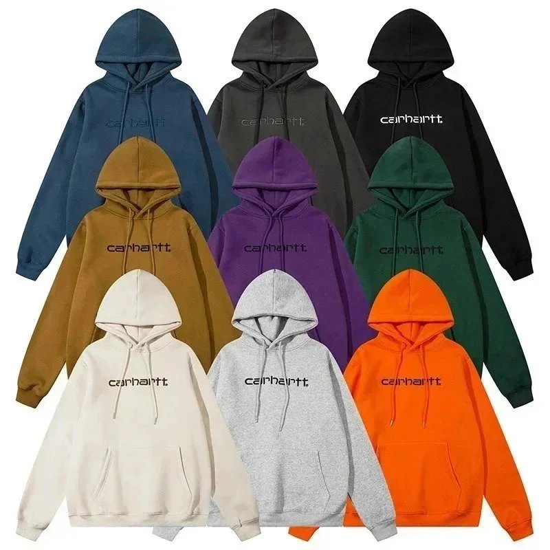 Lettered embroidered fleece hoodies for men and women